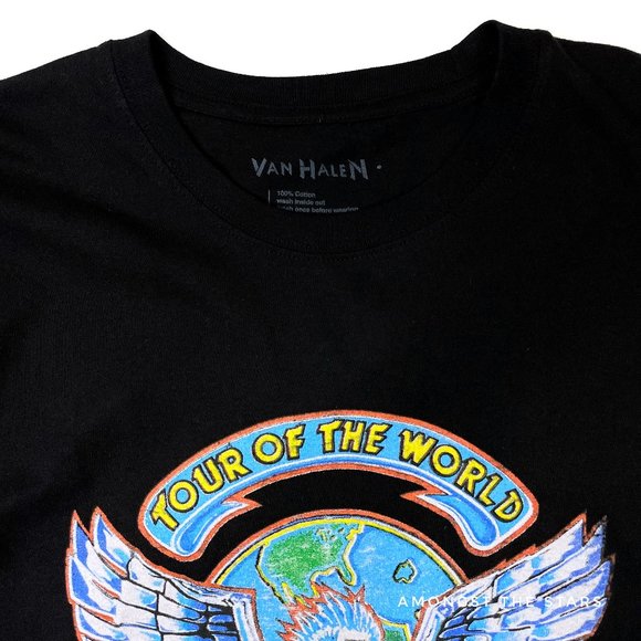 Van Halen Tour Of The World 1984 Vintage Print Oversized Black Band T-Shirt - Picture 3 of 6